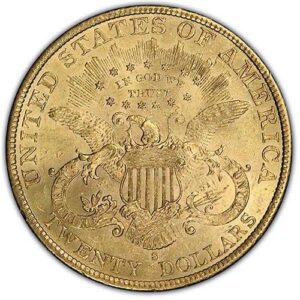 Liberty Head $20 Double Eagle (1849-1907) AU58 reverse