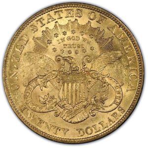 Liberty Head $20 Double Eagle (1849-1907) MS62 reverse
