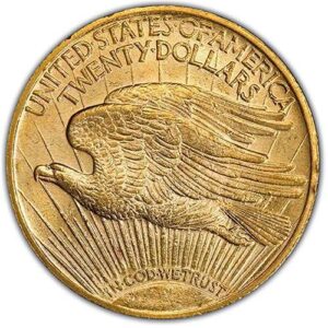 Saint-Gaudens $20 Double Eagle (1907-1933) MS62 reverse