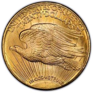 Saint-Gaudens $20 Double Eagle (1907-1933) MS65 reverse