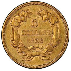 Three-Dollar Gold Piece (1854-1889) AU55 reverse
