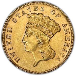 Three-Dollar Gold Piece (1854-1889) AU58 obverse