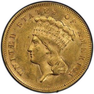 Three-Dollar Gold Piece (1854-1889) MS61 obverse
