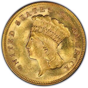 Three-Dollar Gold Piece (1854-1889) MS62 obverse