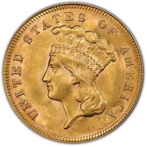 Three-Dollar Gold Piece (1854-1889) MS63 obverse