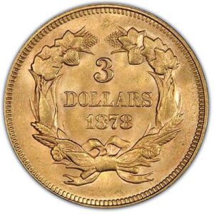 Three-Dollar Gold Piece (1854-1889) MS63 reverse