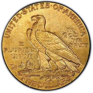 Indian $5 Half Eagle (1908-1929) MS62 reverse