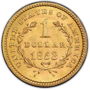 Gold Dollar Type 1 (1849-1854) MS65 reverse