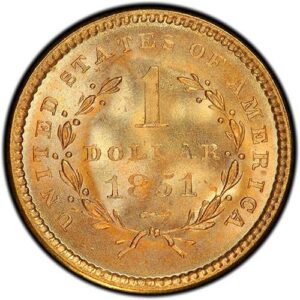 Gold Dollar Type 1 (1849-1854) MS68 reverse