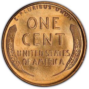 Lincoln Cent, Wheat Reverse (1909-1958) MS66 RD reverse