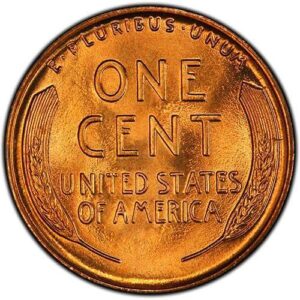 Lincoln Cent, Wheat Reverse (1909-1958) MS68 RD reverse