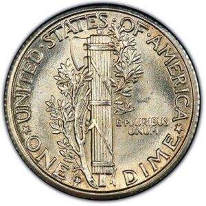 Mercury Dime (1916-1945) MS64 reverse
