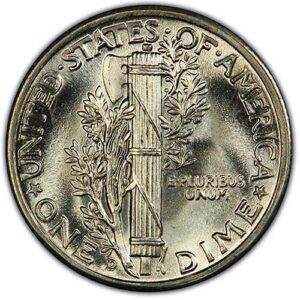 Mercury Dime (1916-1945) MS67 reverse