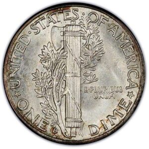 Mercury Dime (1916-1945) MS68 reverse