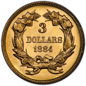 Three-Dollar Gold Piece (1854-1889) rev